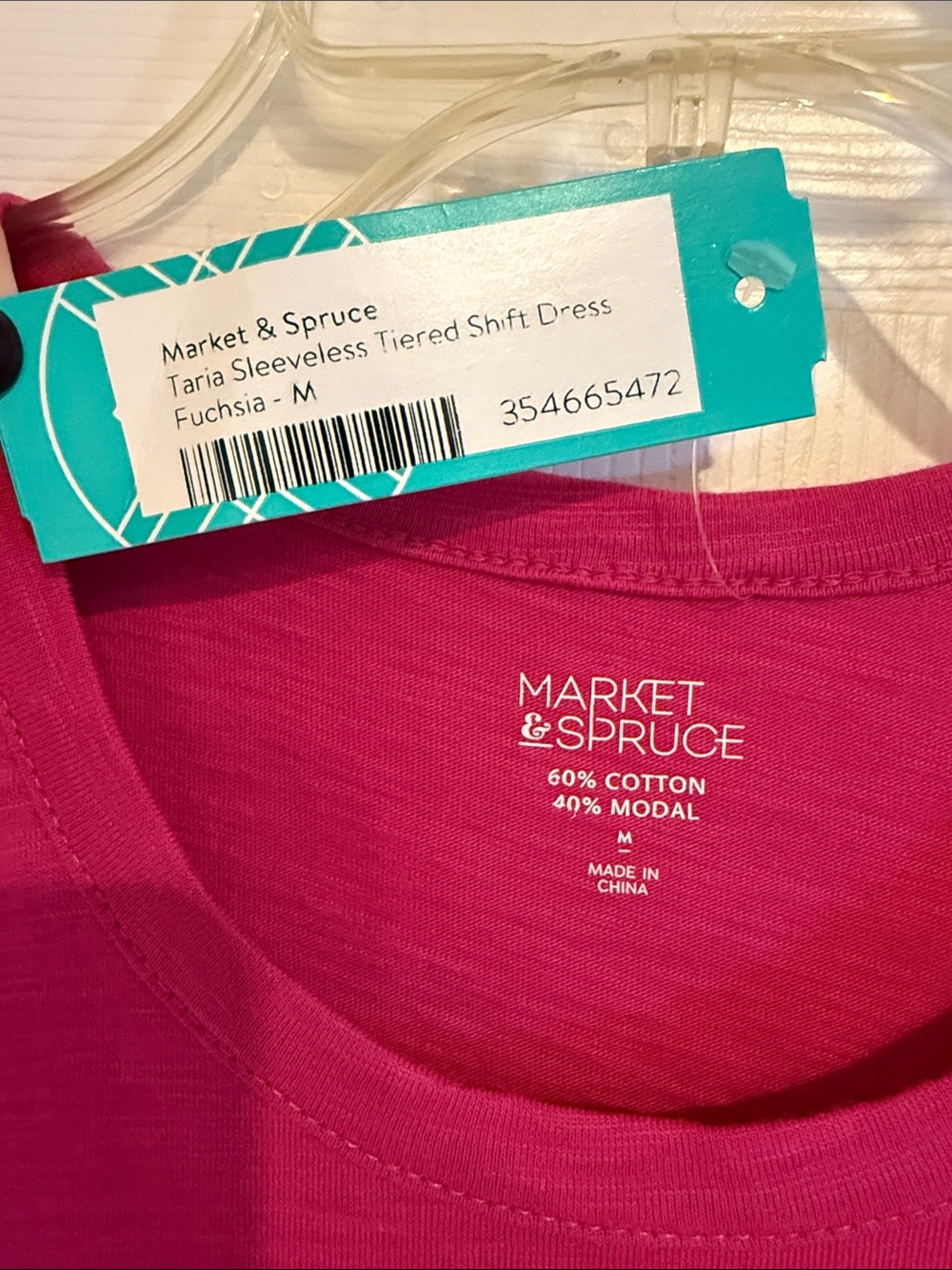 600 NWT Market & Spruce Taria Sleeveless Tiered Shift Dress Fuchsia Pink Size M - Picture 3 of 6